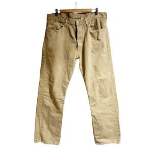Levi’s Men 501 Tan Denim Jeans 38x32 Button Fly Original Straight Fit